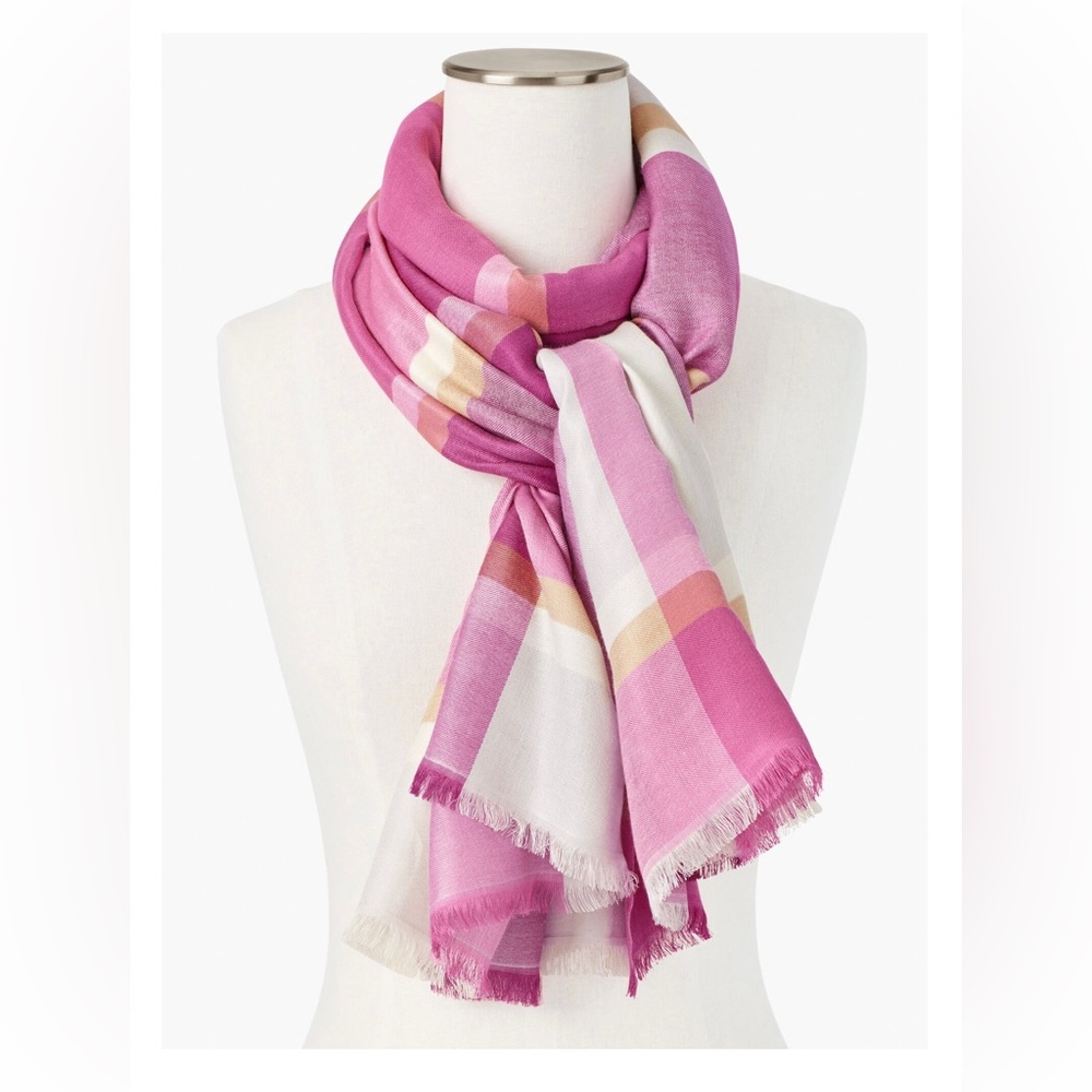 Talbots Fun Plaid Oblong Scarf in Autumn Rose